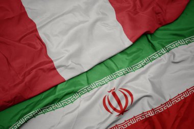 İran ve peru ulusal bayrağı renkli bayrak sallayarak.