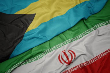 İran ve bahamalar ulusal bayrağı renkli bayrak sallayarak.