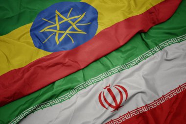 İran ve Etiyopya ulusal bayrağı renkli bayrak sallayarak .