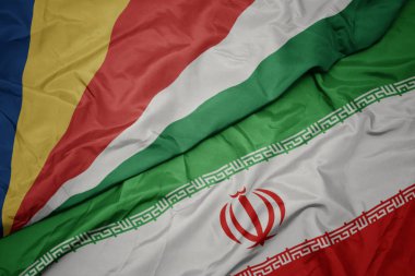 İran ve seyşeller ulusal bayrağı renkli bayrak sallayarak.