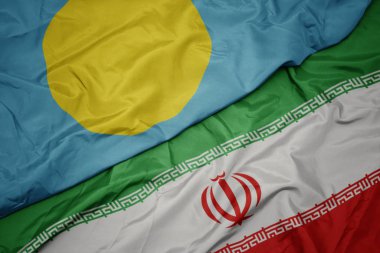 İran ve Palau ulusal bayrağı renkli bayrak sallayarak .