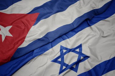 İsrail ve küba ulusal bayrağı renkli bayrak sallayarak.