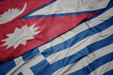 yunanistan ve nepal ulusal bayrağı renkli bayrak sallayarak.
