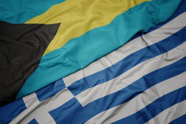 yunanistan ve bahamalar ulusal bayrağı renkli bayrak sallayarak.