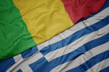 yunanistan ve mali ulusal bayrak renkli bayrak sallayarak.
