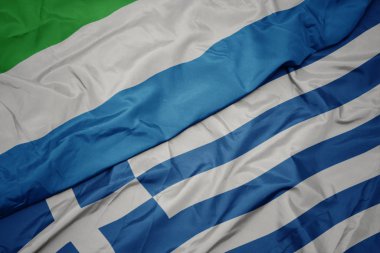 yunanistan ve sierra leone ulusal bayrağı renkli bayrak sallayarak.