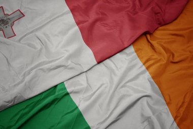 İrlanda ve malta ulusal bayrağı renkli bayrak sallayarak.