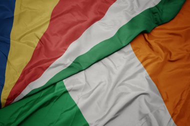 İrlanda ve seyşeller ulusal bayrak renkli bayrak sallayarak.