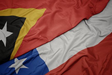 şili renkli bayrak ve doğu timor ulusal bayrağı sallayarak.