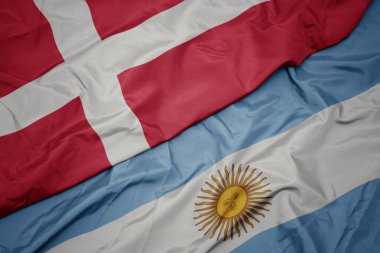 arjantin ve Danimarka ulusal bayrağı renkli bayrak sallayarak