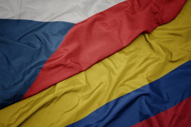 kolombiya ve Çek Cumhuriyeti ulusal bayrağı renkli bayrak sallayarak.