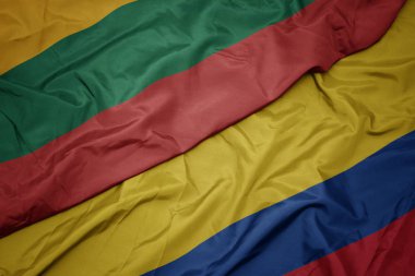 kolombiya ve litvanya ulusal bayrağı renkli bayrak sallayarak.