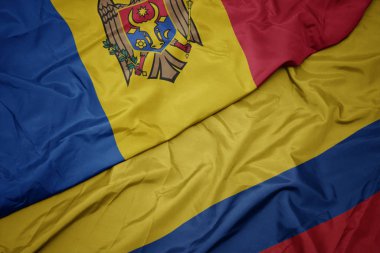 kolombiya ve moldova ulusal bayrağı renkli bayrak sallayarak.