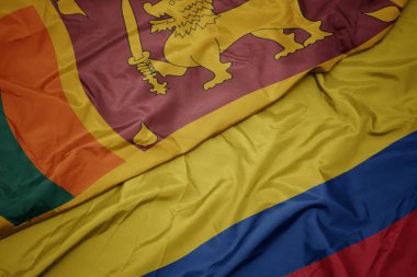 kolombiya ve sri lanka ulusal bayrağı renkli bayrak sallayarak.