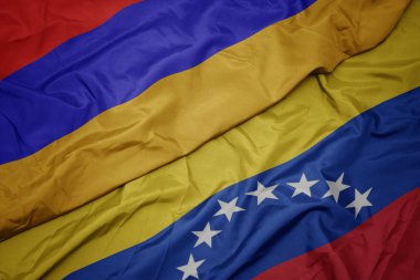 venezuela ve ermenistan ulusal bayrağı renkli bayrak sallayarak.