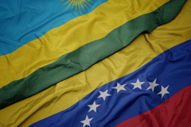 venezuela ve ruanda ulusal bayrağı renkli bayrak sallayarak.