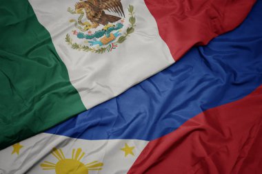 Filipinler ve Meksika ulusal bayrağı renkli bayrak sallayarak.