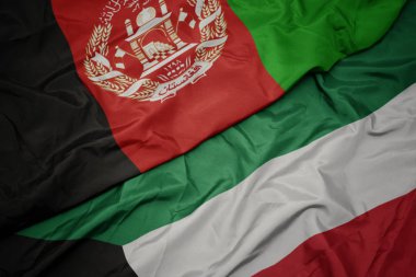 kuveyt ve afganistan ulusal bayrağı renkli bayrak sallayarak.