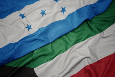 kuveyt renkli bayrak ve honduras ulusal bayrağı sallayarak.