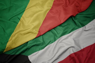 kuveyt ve kongo cumhuriyeti ulusal bayrağı renkli bayrak sallayarak.