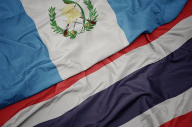 tayland renkli bayrak ve guatemala ulusal bayrak sallayarak.