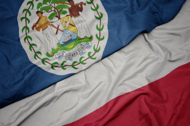 polonya ve belize ulusal bayrağı renkli bayrak sallayarak.