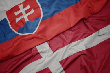 Danimarka bayrağı ve Slovakya bayrağı sallanıyor..