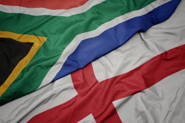 İngiltere 'nin renkli bayrağı ve Güney Afrika' nın ulusal bayrağı.