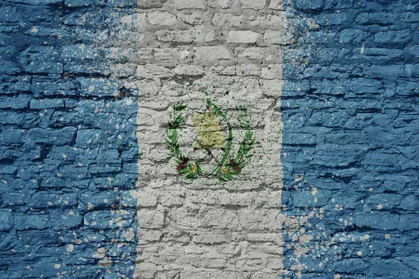 Colorful Painted Big National Flag Guatemala Massive Old Brick Wall — Stock Photo, Image