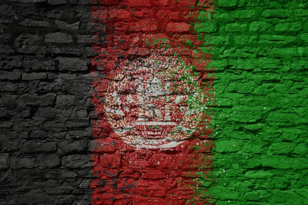 Colorido Pintado Grande Bandeira Nacional Afeganistão Uma Enorme Parede Tijolo — Fotografia de Stock