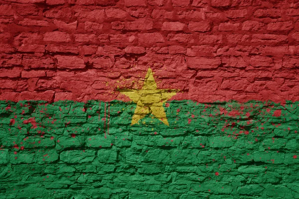 Colorful Painted Big National Flag Burkina Faso Massive Old Brick — Stock Photo, Image