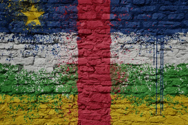 Kleurrijke Geschilderde Grote Nationale Vlag Van Centraal Afrikaanse Republiek Een — Stockfoto