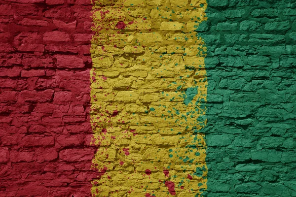 Kleurrijke Geschilderde Grote Nationale Vlag Van Guinea Een Massieve Oude — Stockfoto