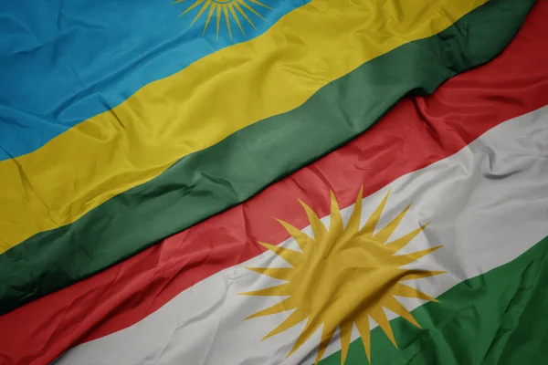 Ondeando Colorida Bandera Kurdistán Bandera Nacional Ruanda Macro — Foto de Stock