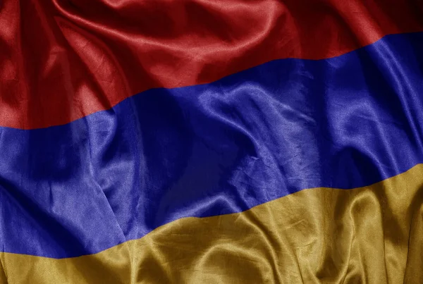 Acenando Colorido Brilhando Grande Bandeira Nacional Armenia Uma Textura Sedosa — Fotografia de Stock