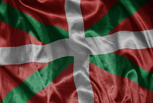 Acenando Colorido Brilhando Grande Bandeira Nacional País Basco Uma Textura — Fotografia de Stock