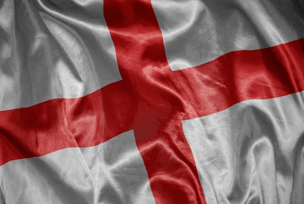 Махаючи Барвистим Сяючим Великим Національним Прапором Англії Шовковій Текстурі — стокове фото