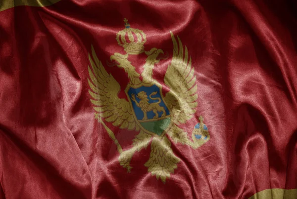 Ondeando Colorida Brillante Gran Bandera Nacional Montenegro Sobre Una Textura — Foto de Stock