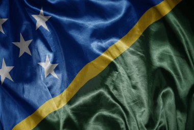 Solomon Adaları 'nın renkli büyük bayrağını ipeksi bir dokuda sallıyordu.