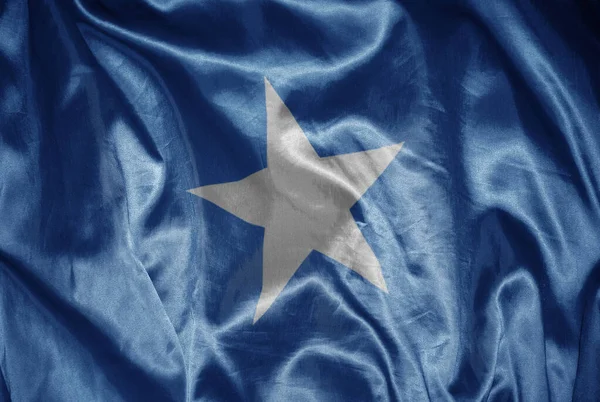 Agitant Coloré Brillant Grand Drapeau National Somalie Sur Une Texture — Photo