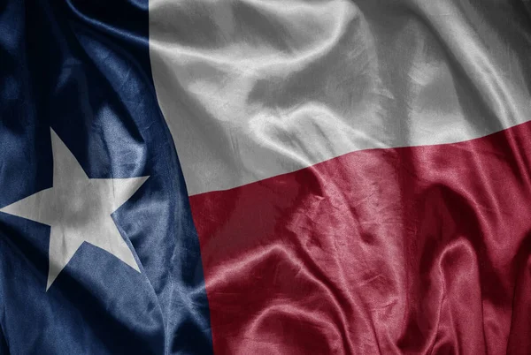 Waving Colorful Shining Big Flag Texas State Silky Texture — Stock Photo, Image