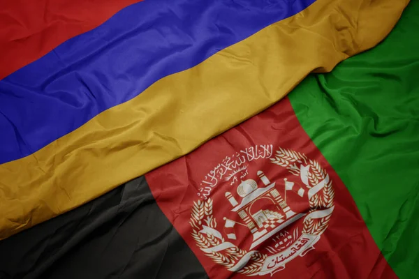 Machanie Kolorową Flagą Afganistanu Flagą Narodową Armenii — Zdjęcie stockowe