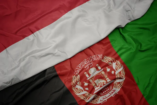 Wapperende Vlag Van Afghanistan Nationale Vlag Van Indonesië — Stockfoto