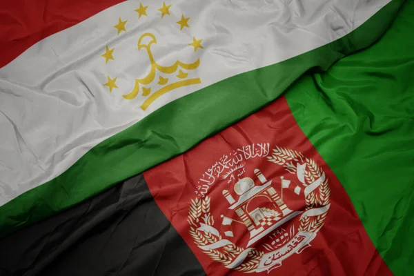 Ondeando Colorida Bandera Afganistán Bandera Nacional Tayikistán — Foto de Stock