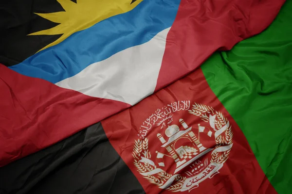 Ondeando Colorida Bandera Afganistán Bandera Nacional Antigua Barbuda — Foto de Stock