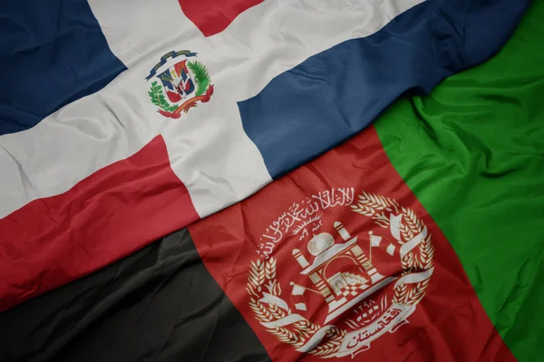 Ondeando Colorida Bandera Afganistán Bandera Nacional República Dominicana — Foto de Stock