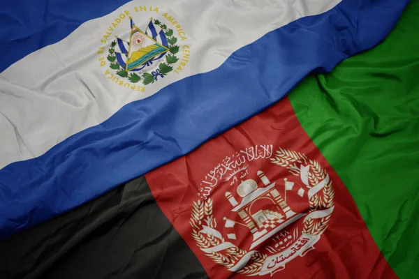 Ondeando Colorida Bandera Afghanistan Bandera Nacional Del Salvador — Foto de Stock