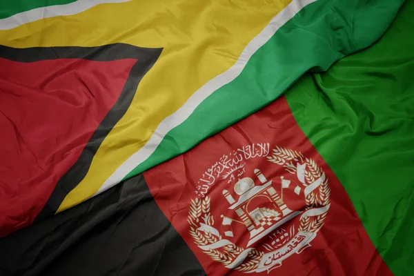 Ondeando Colorida Bandera Afganistán Bandera Nacional Guayana —  Fotos de Stock