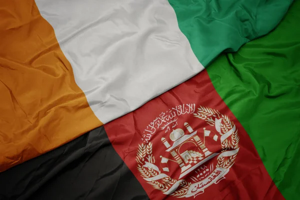 Ondeando Colorida Bandera Afganistán Bandera Nacional Costa Marfil — Foto de Stock