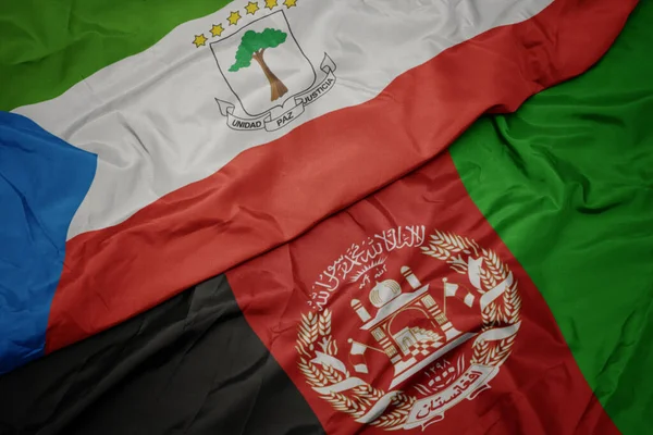 Ondeando Colorida Bandera Afganistán Bandera Nacional Guinea Ecuatorial — Foto de Stock